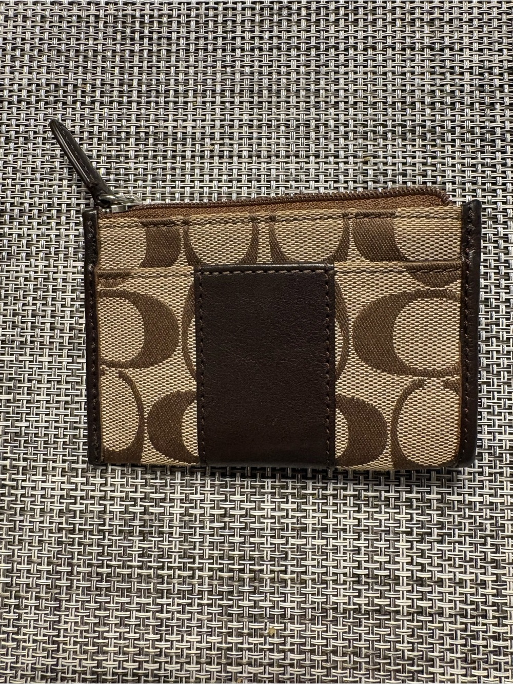 Coach Small Signature Canvas Card Holder in Brown and Tan
